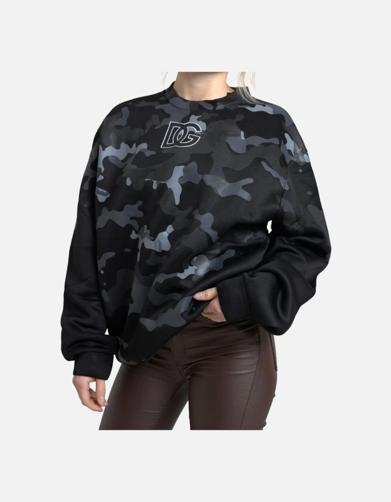 Dolce Gabbana TSH83136 Camo Sweatshirt Women - Black Sweaters