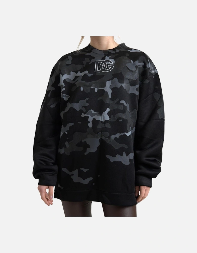 Dolce Gabbana TSH83136 Camo Sweatshirt Women - Black Sweaters