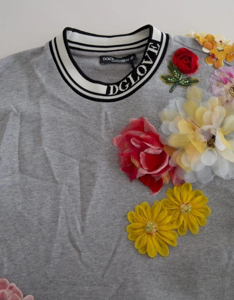 Floral Appliqu Sweatshirt Dress TSH83142 Women - Gray Sweaters
