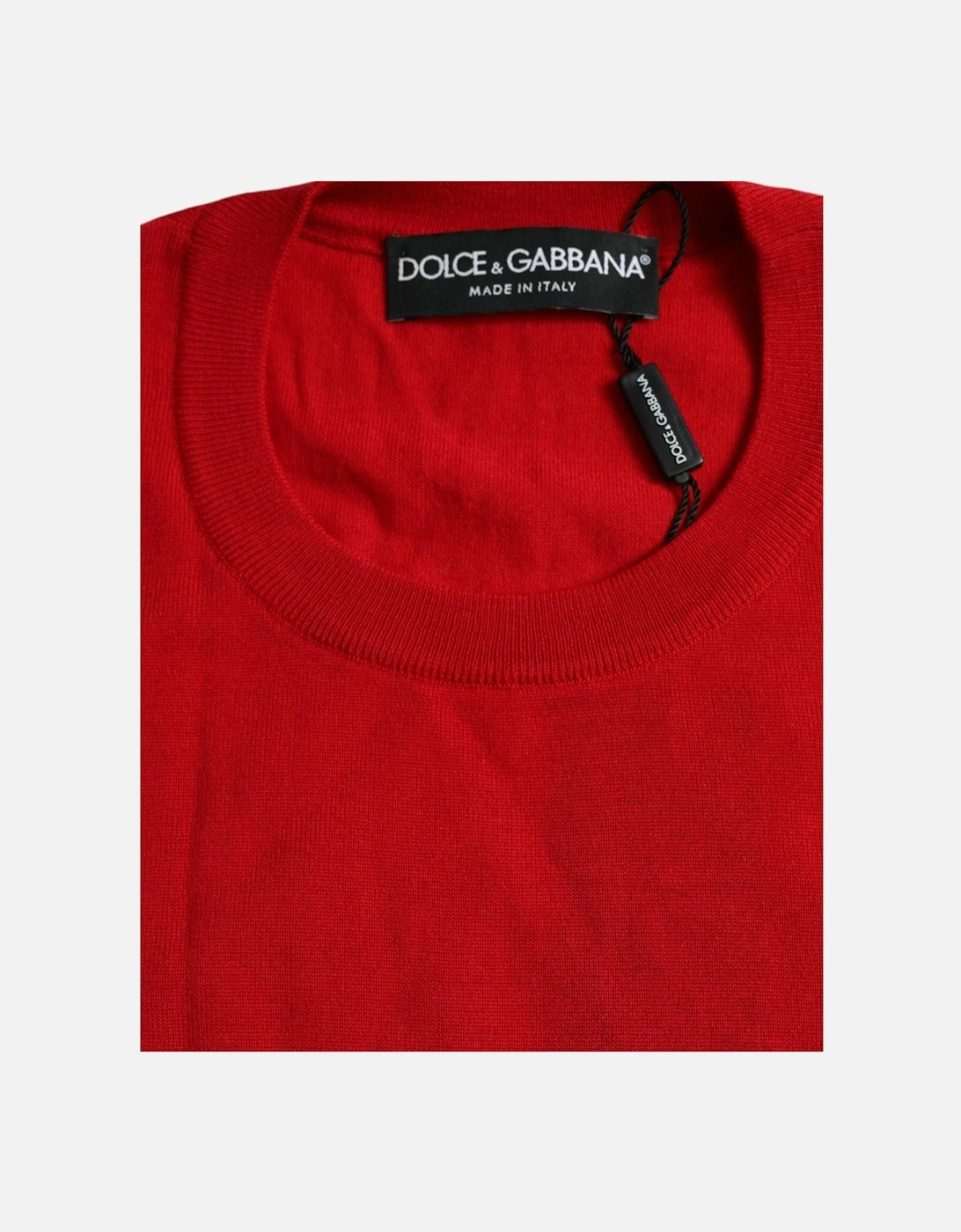 Red Virgin Wool Pullover Sweater with Logo Details Women