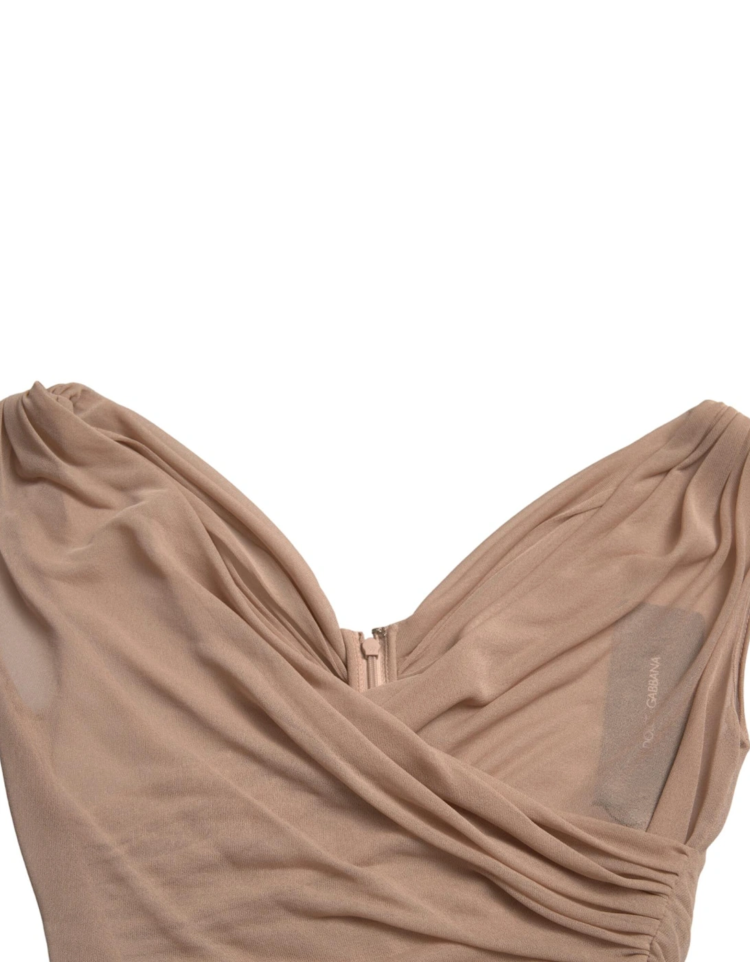 Elegant V-Neck Sleeveless Sheer Tank Top Women - Beige T-Shirts