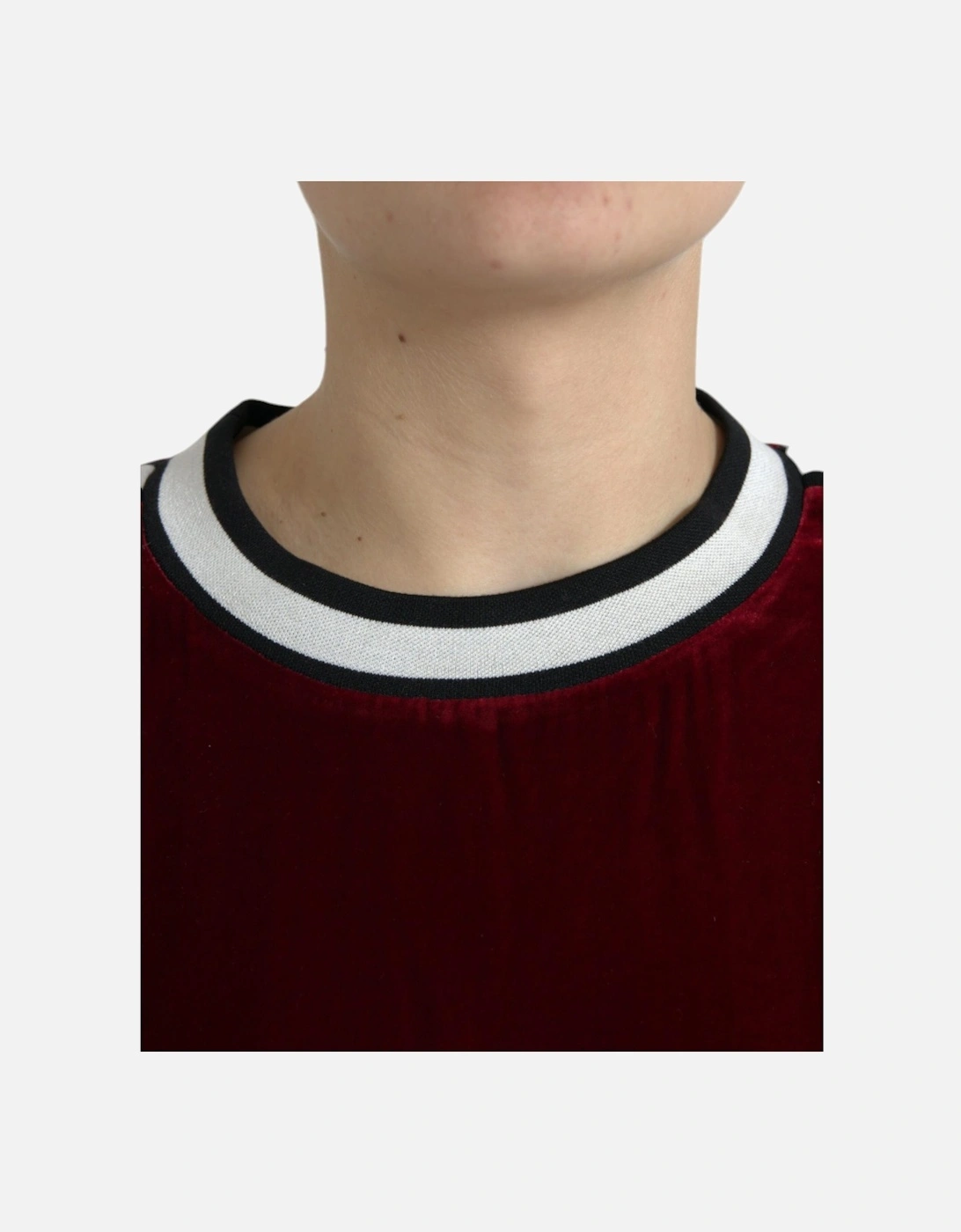 Burgundy Viscose-Silk Sweater with Round Neckline and Silk-Blend