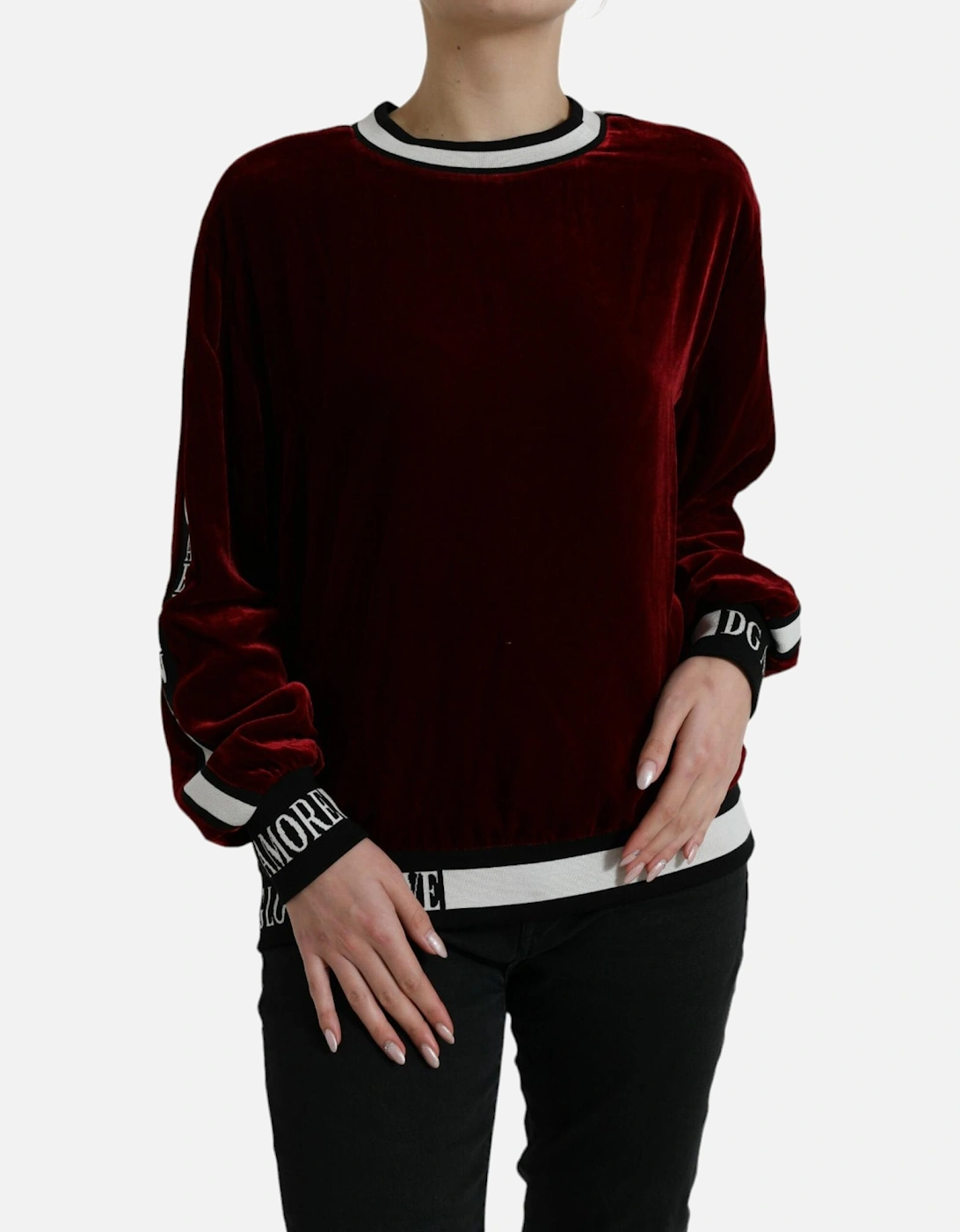 Burgundy Viscose-Silk Sweater with Round Neckline and Silk-Blend, 7 of 6