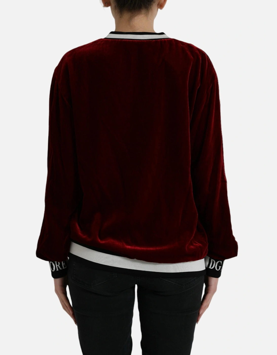 Burgundy Viscose-Silk Sweater with Round Neckline and Silk-Blend