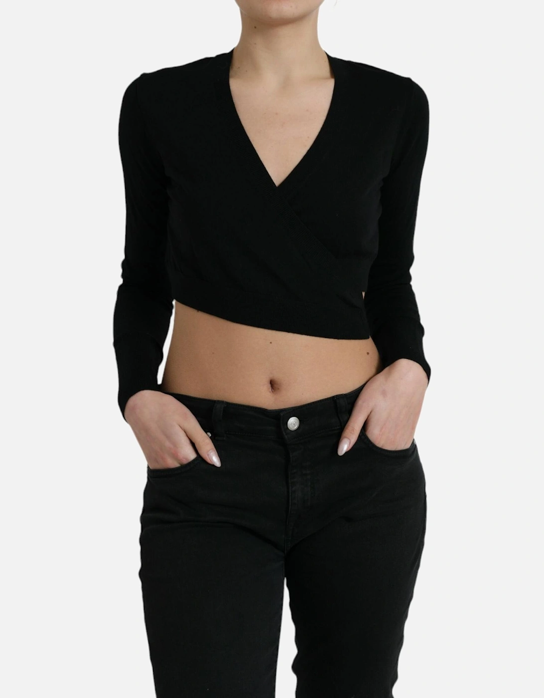 Crossed Virgin Wool Cardigan Sweater Women - Black, 7 of 6