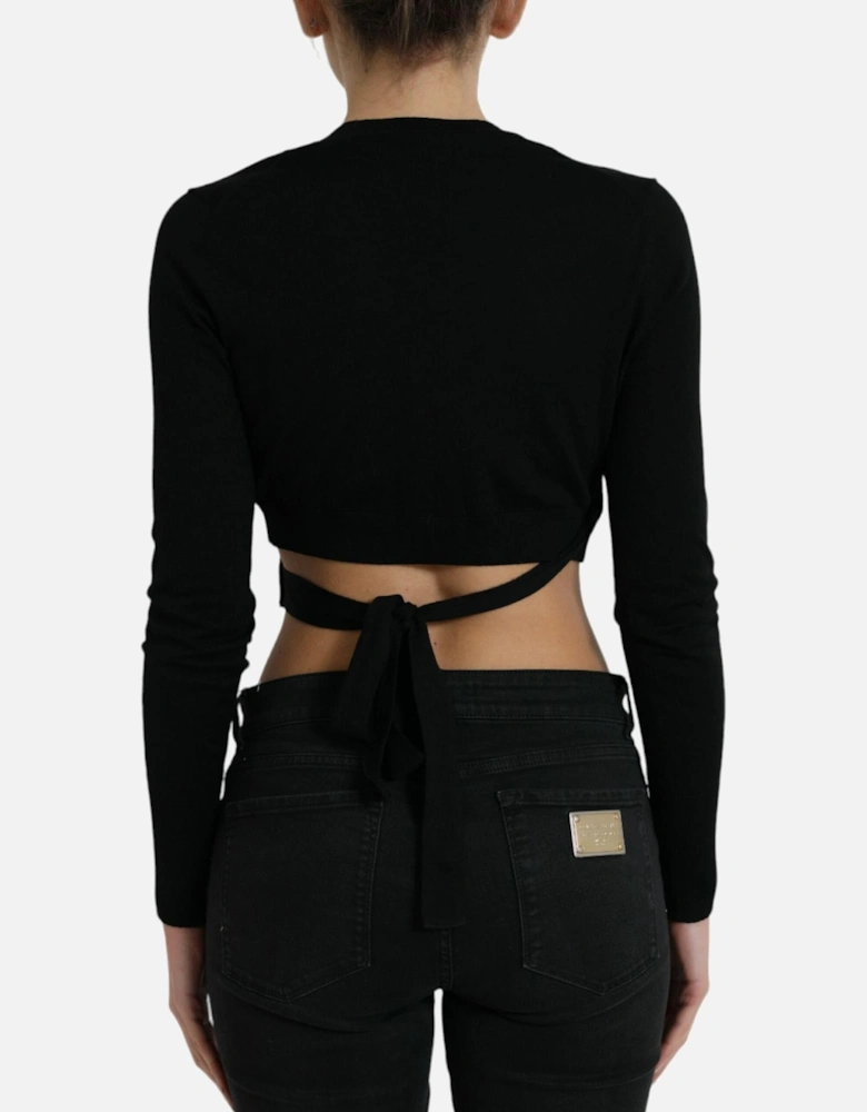 Crossed Virgin Wool Cardigan Sweater Women - Black