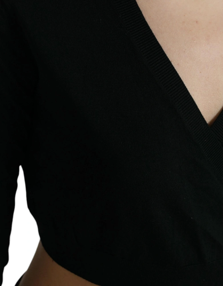 Crossed Virgin Wool Cardigan Sweater Women - Black