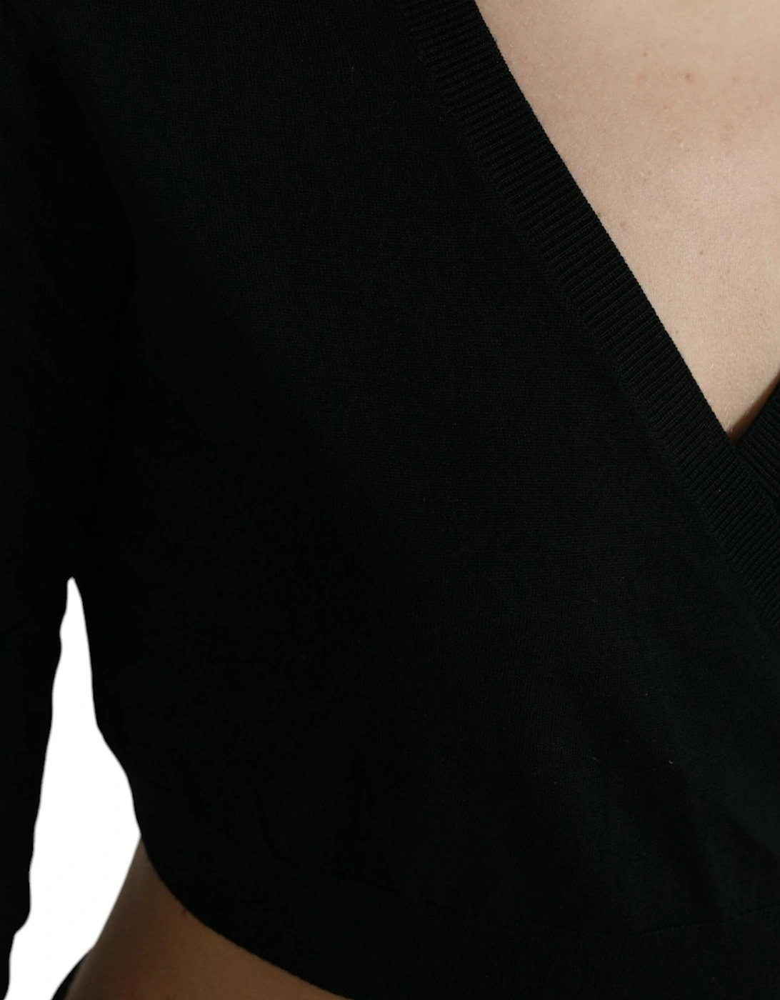 Crossed Virgin Wool Cardigan Sweater Women - Black
