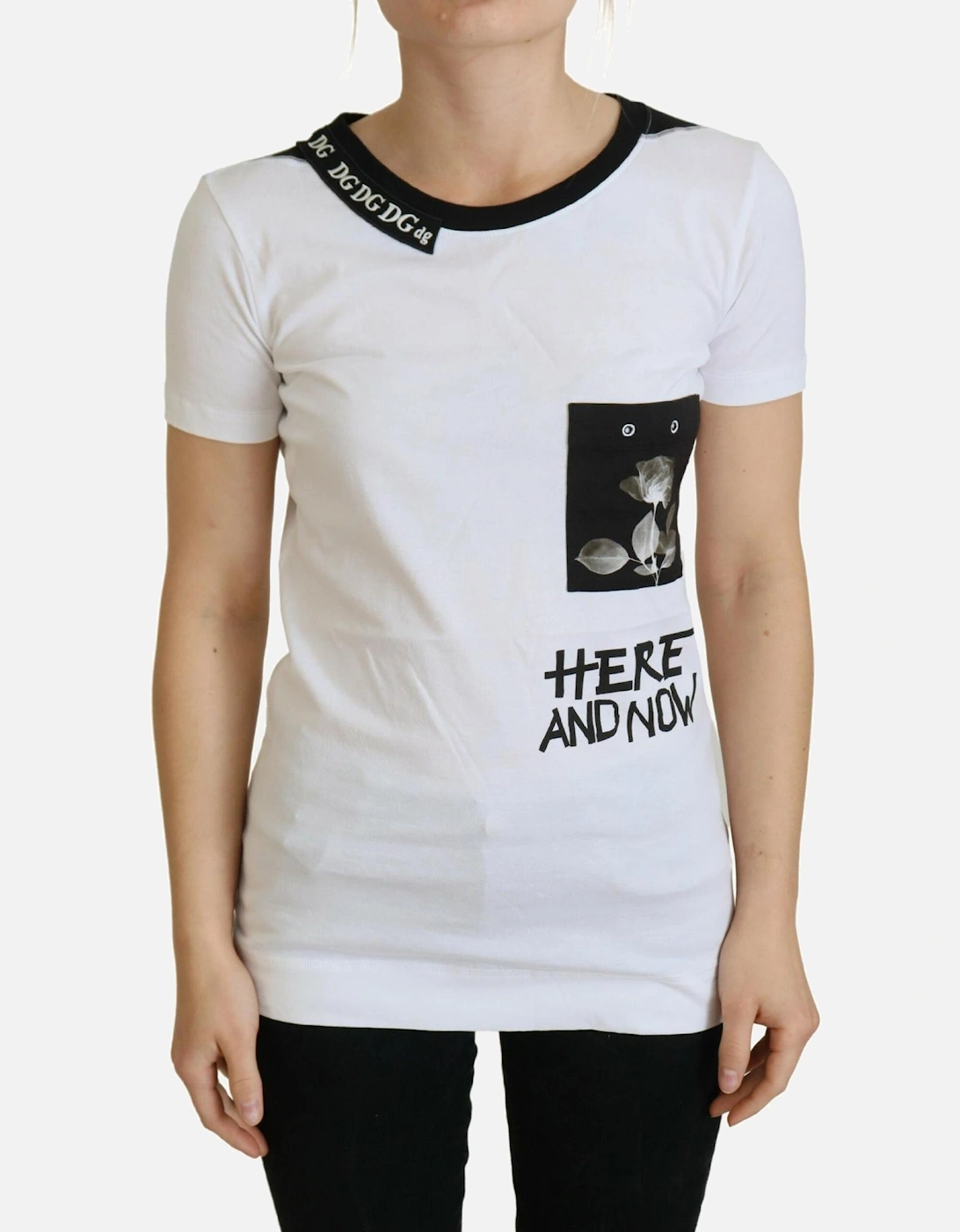 Crew Neck T-shirt with Logo Details Women - White, 6 of 5