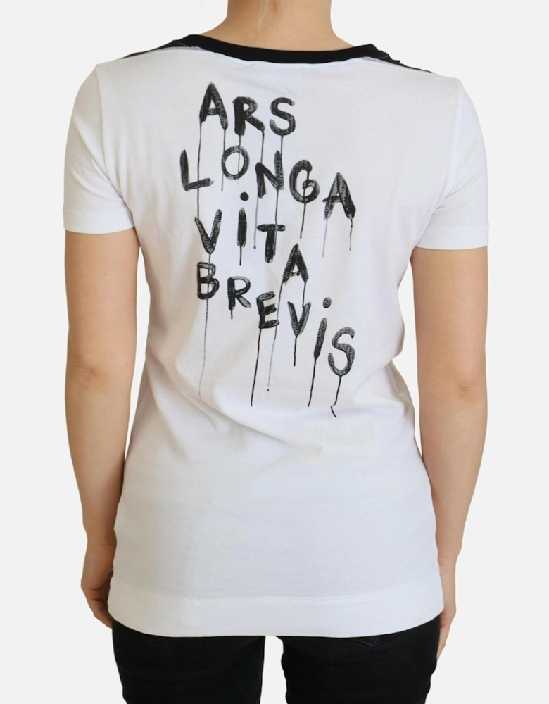 Crew Neck T-shirt with Logo Details Women - White