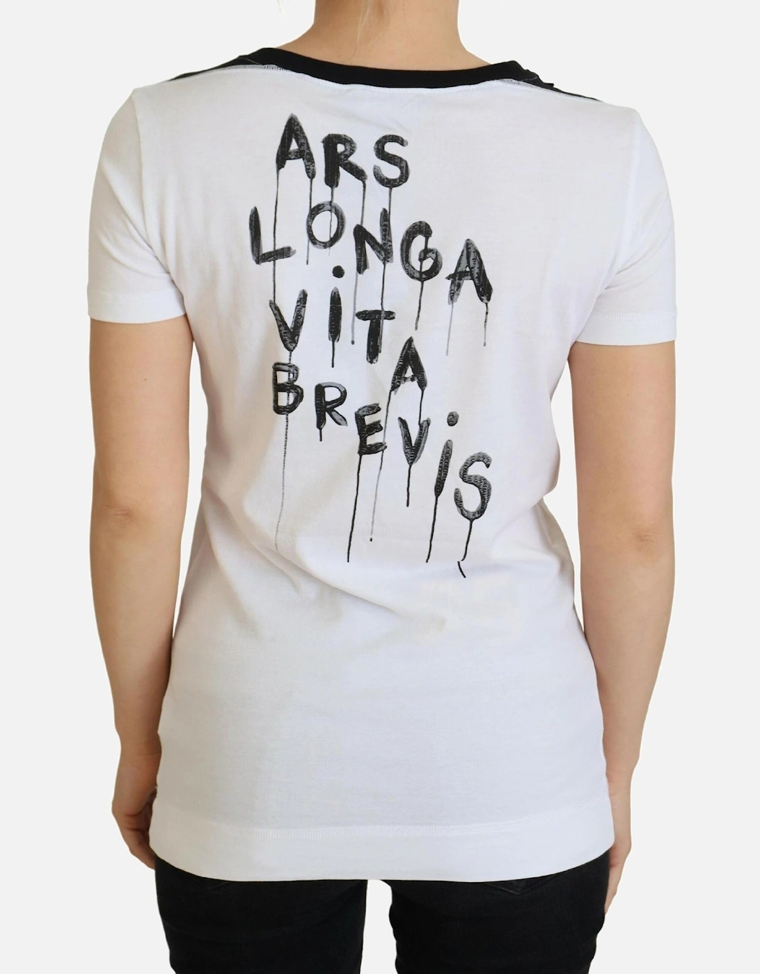 Crew Neck T-shirt with Logo Details Women - White