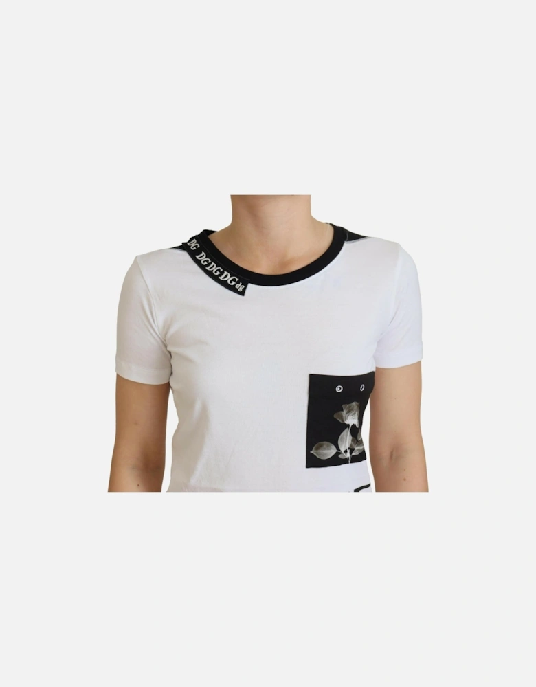 Crew Neck T-shirt with Logo Details Women - White