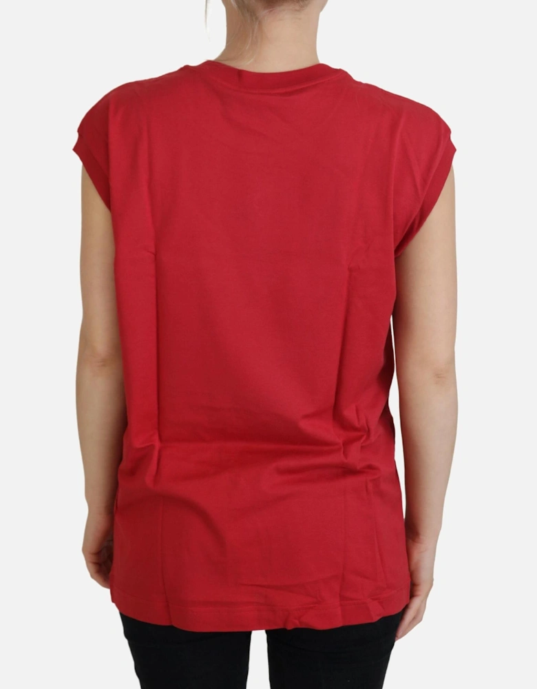 Sleeveless Cotton Tank Top with Logo Women - Red T-Shirts