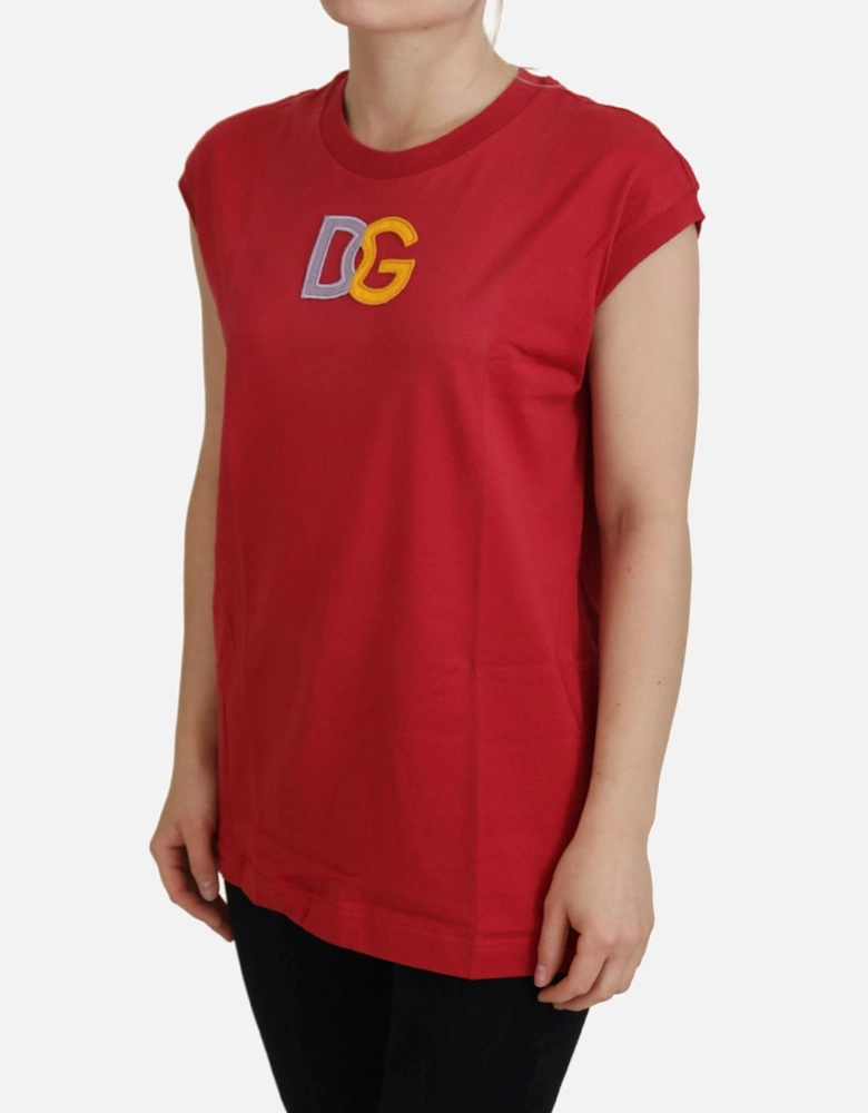 Sleeveless Cotton Tank Top with Logo Women - Red T-Shirts