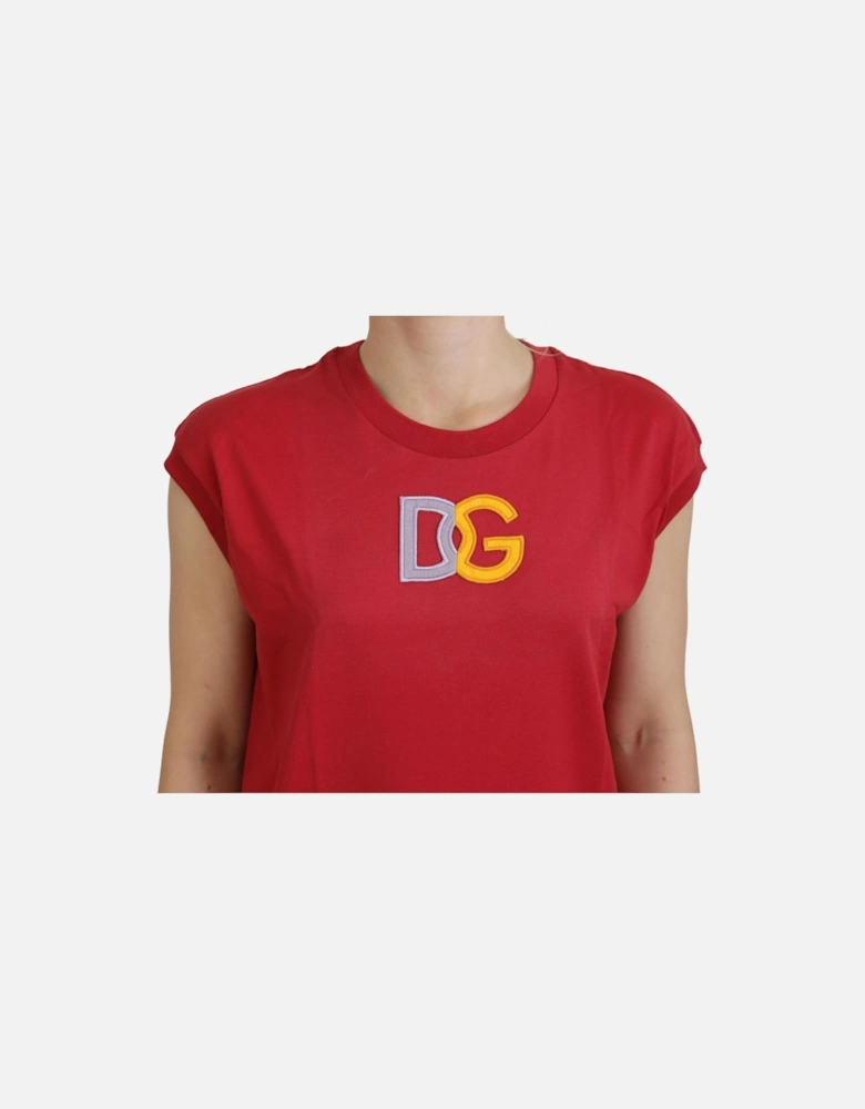 Sleeveless Cotton Tank Top with Logo Women - Red T-Shirts