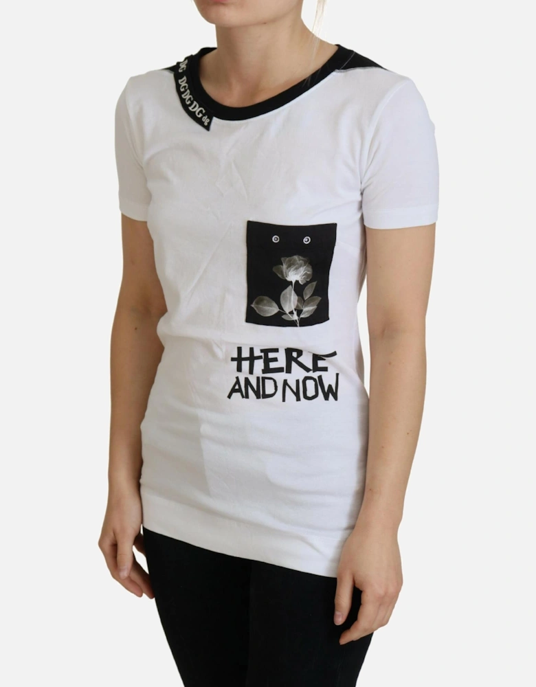 Crew Neck T-shirt with Logo Details Women - White