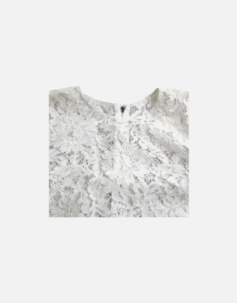 Lace Top Short Sleeves Women - White T-Shirts