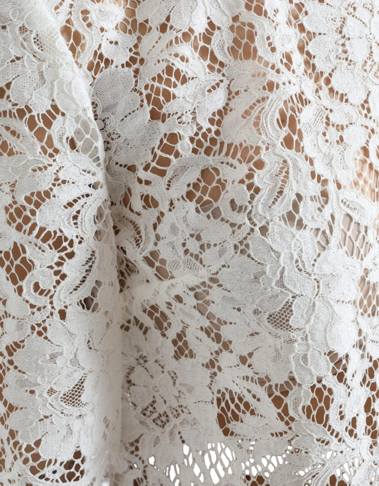 Lace Top Short Sleeves Women - White T-Shirts