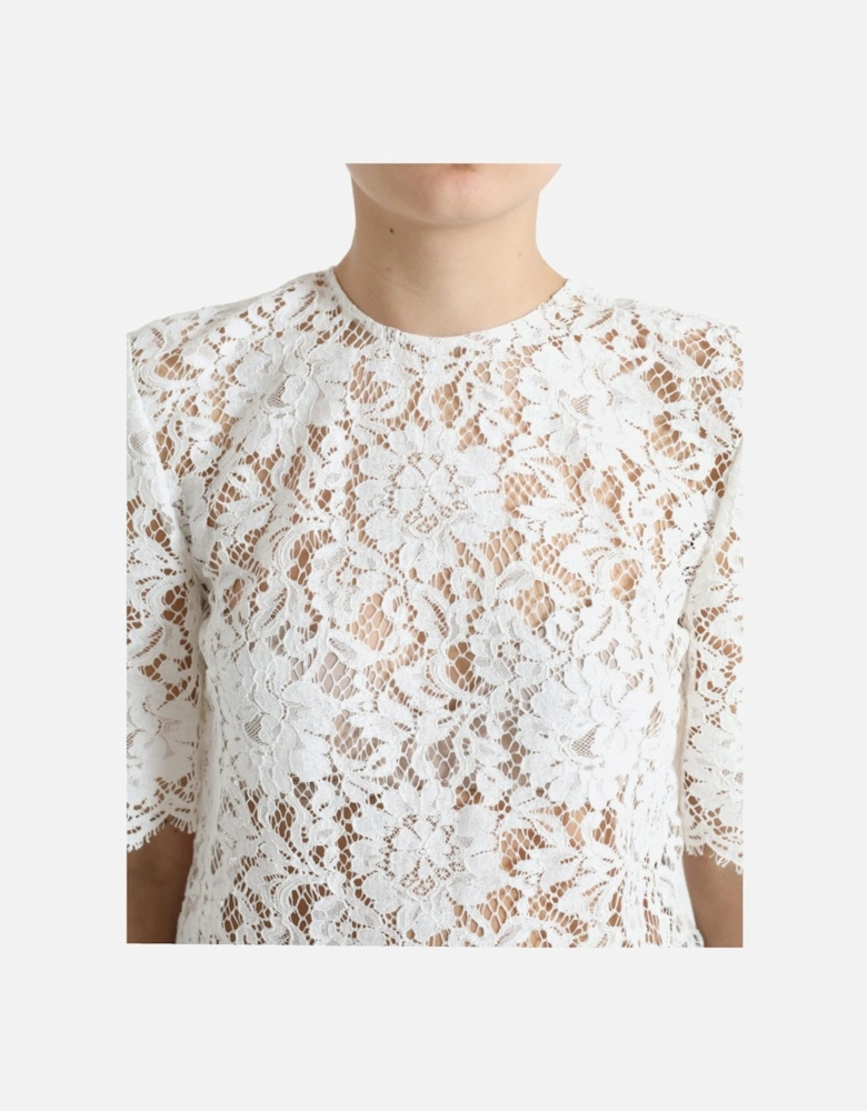 Lace Top Short Sleeves Women - White T-Shirts