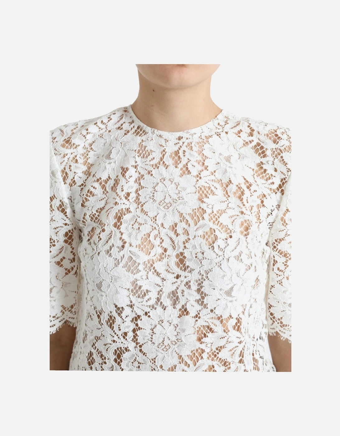 Lace Top Short Sleeves Women - White T-Shirts