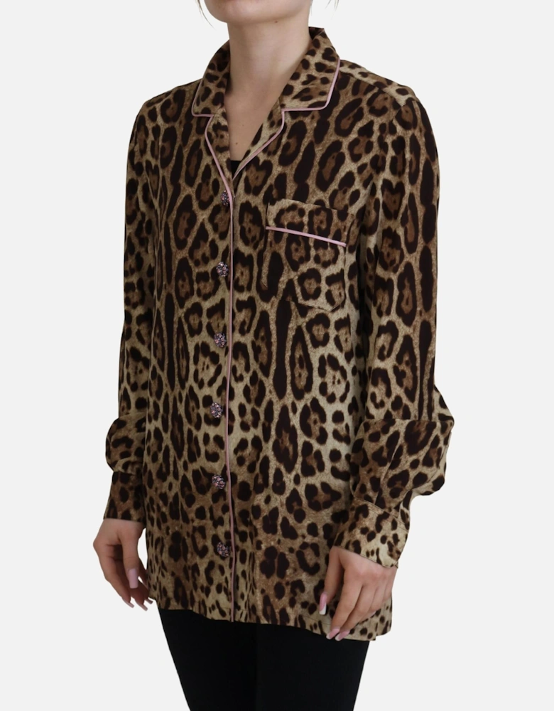 Leopard Silk Shirt TSH83247 Women - Brown T-Shirts