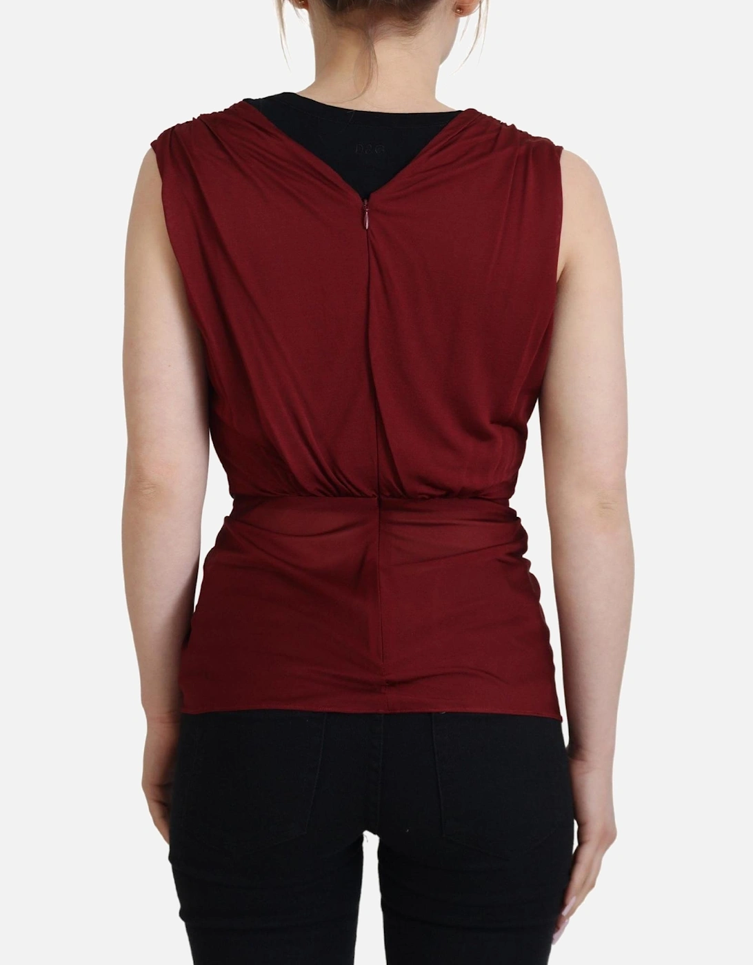 Silk-Blend Logo Detail Top Blouse Women - Bordeaux T-Shirts