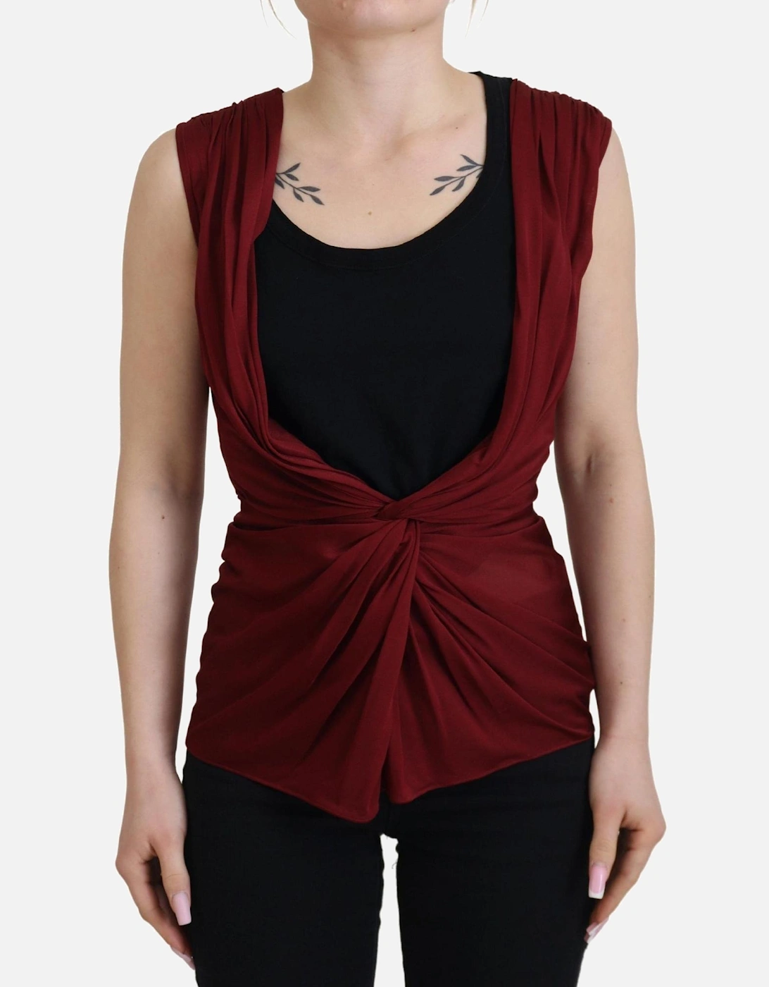 Womens Dolce & Gabbana Womens Sleeveless Draped Jersey Top - Red - Size: 14