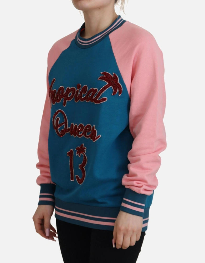 Dolce Gabbana Tropical Queen Sweatshirt 13 Women - Blue Sweaters