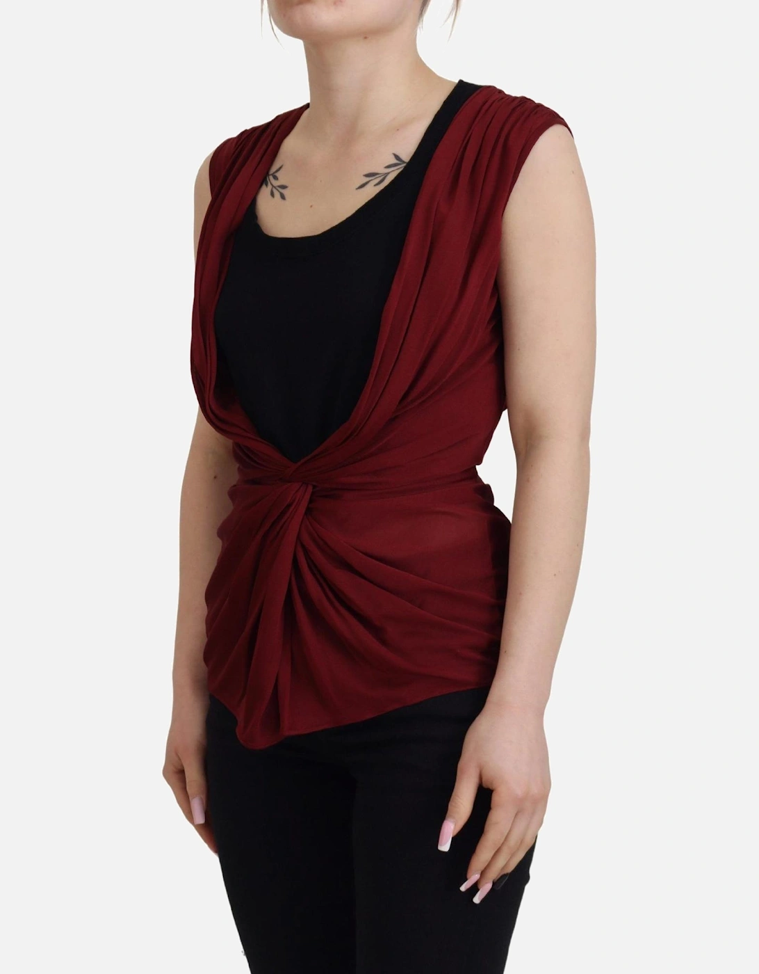 Silk-Blend Logo Detail Top Blouse Women - Bordeaux T-Shirts