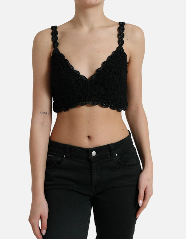 Dolce Gabbana Crochet Knit Top TSH7860 Women - Black T-Shirts