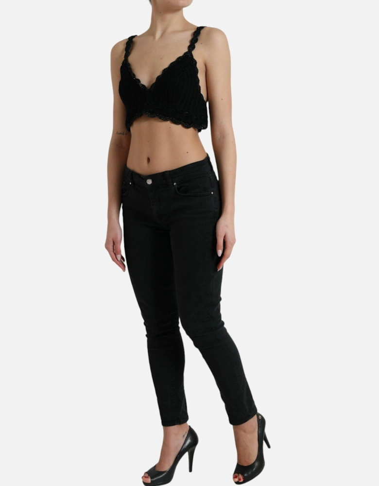 Dolce Gabbana Crochet Knit Top TSH7860 Women - Black T-Shirts