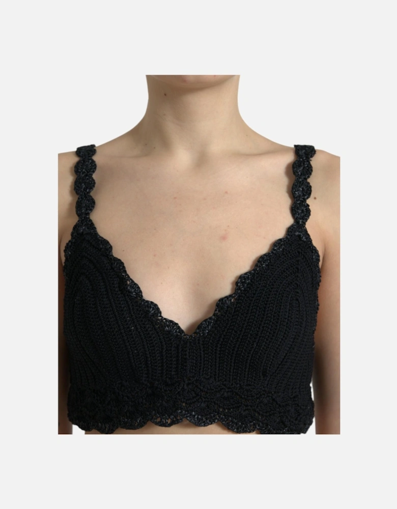 Dolce Gabbana Crochet Knit Top TSH7860 Women - Black T-Shirts