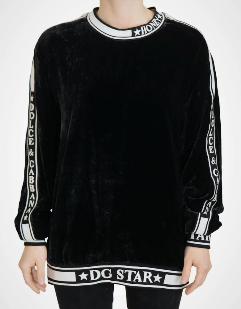 Velvet Sweatshirt DG Star Model Women - Black Sweaters