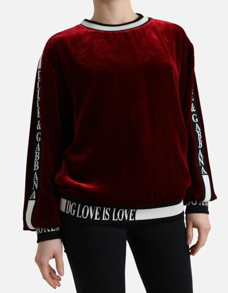 Velvet Sweatshirt Love is Love Women - Bordeaux Sweaters