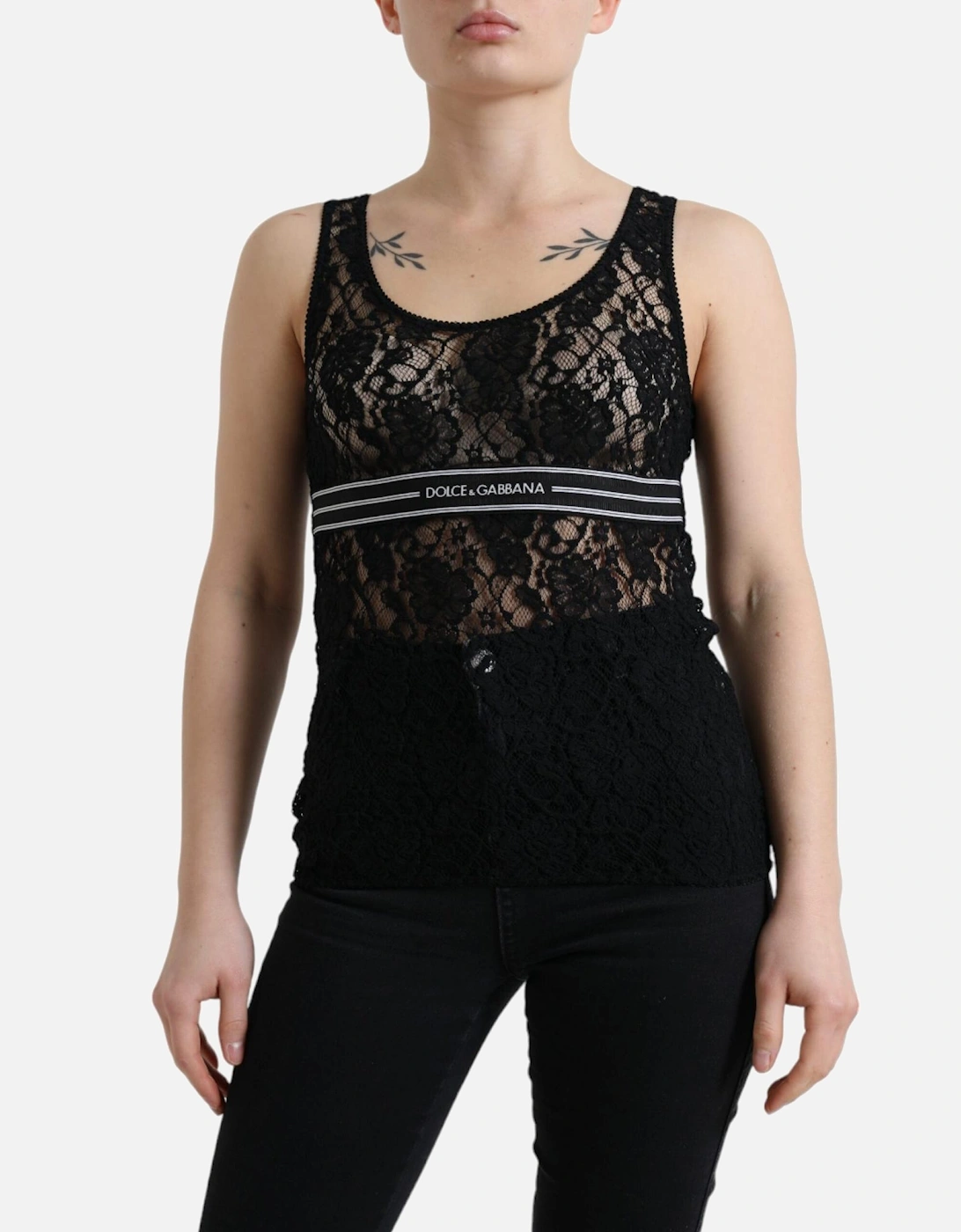 Lace Tank Top Floral Lace Sleeveless Women - Black T-Shirts, 5 of 4