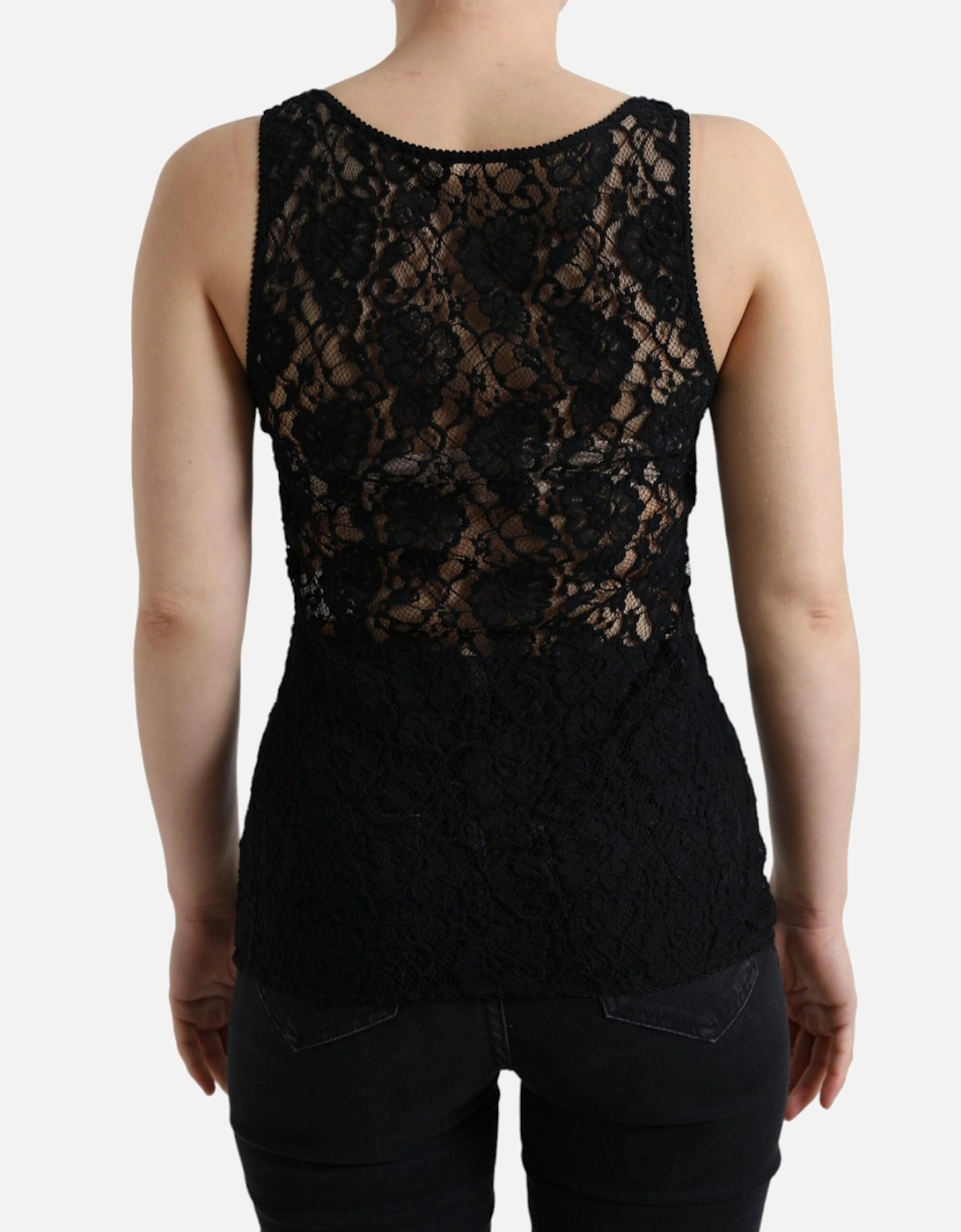 Lace Tank Top Floral Lace Sleeveless Women - Black T-Shirts