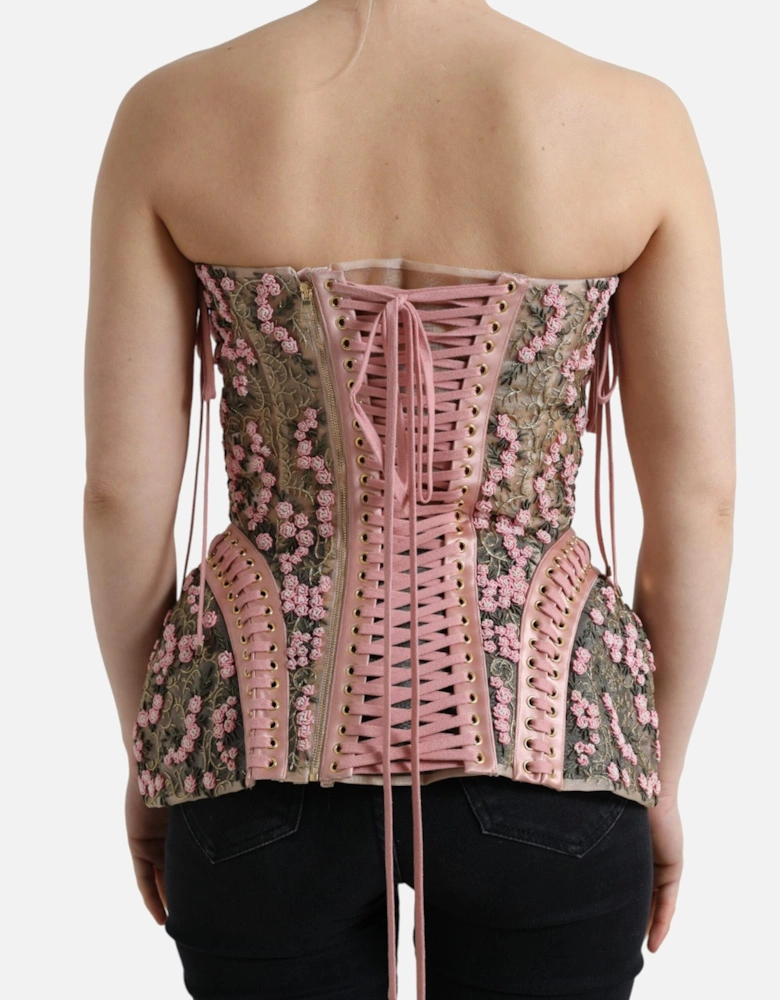 Floral Embroidered Corset Top Women - Pink T-Shirts