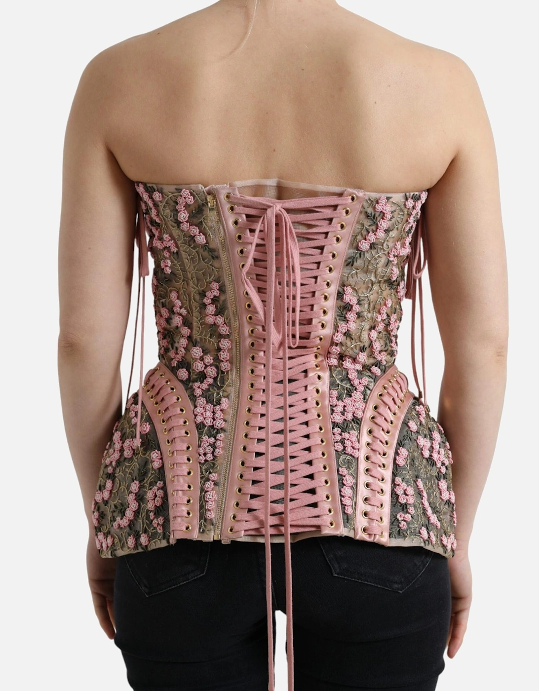 Floral Embroidered Corset Top Women - Pink T-Shirts