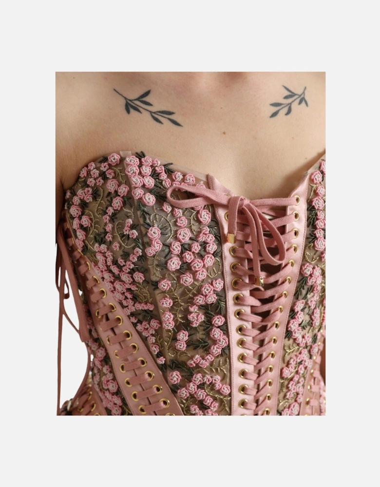 Floral Embroidered Corset Top Women - Pink T-Shirts