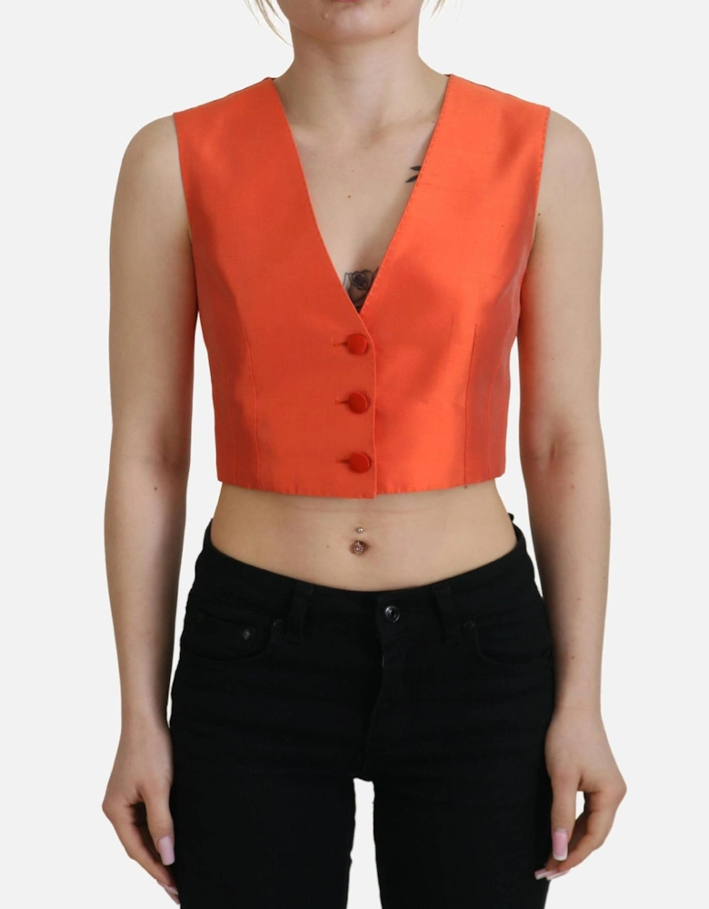 VNeck Sleeveless Cropped Vest Women - Orange