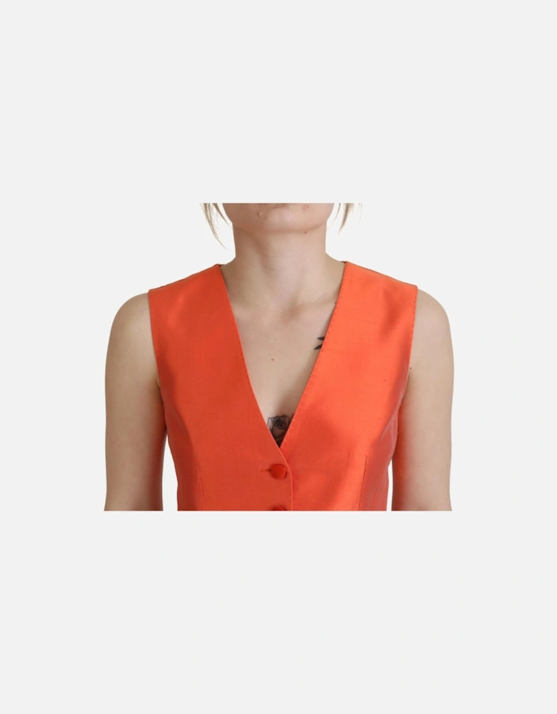 VNeck Sleeveless Cropped Vest Women - Orange