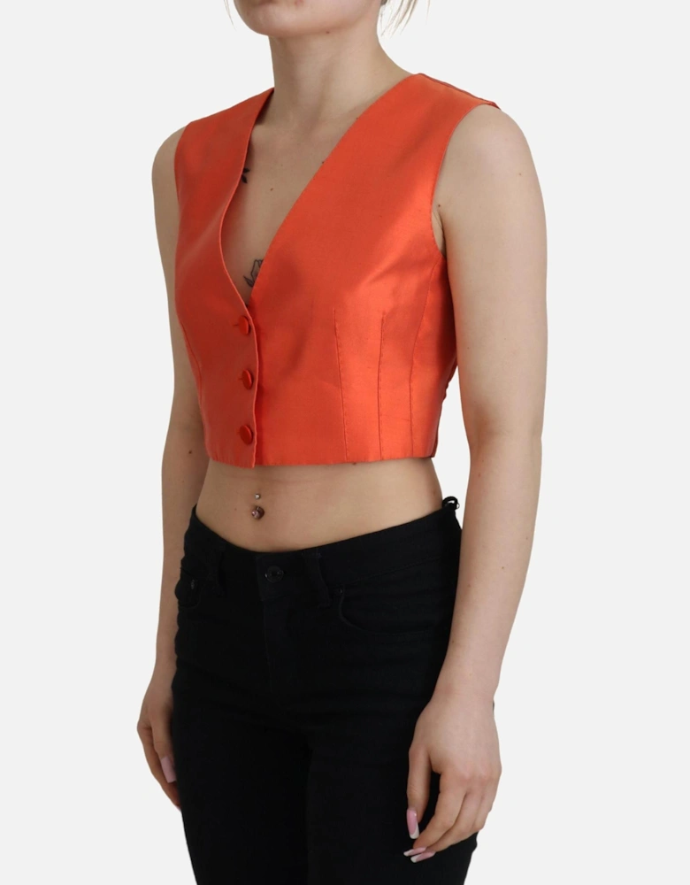 VNeck Sleeveless Cropped Vest Women - Orange