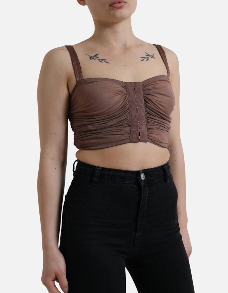 Dolce Gabbana Mesh Camisole Top Women - Brown T-Shirts