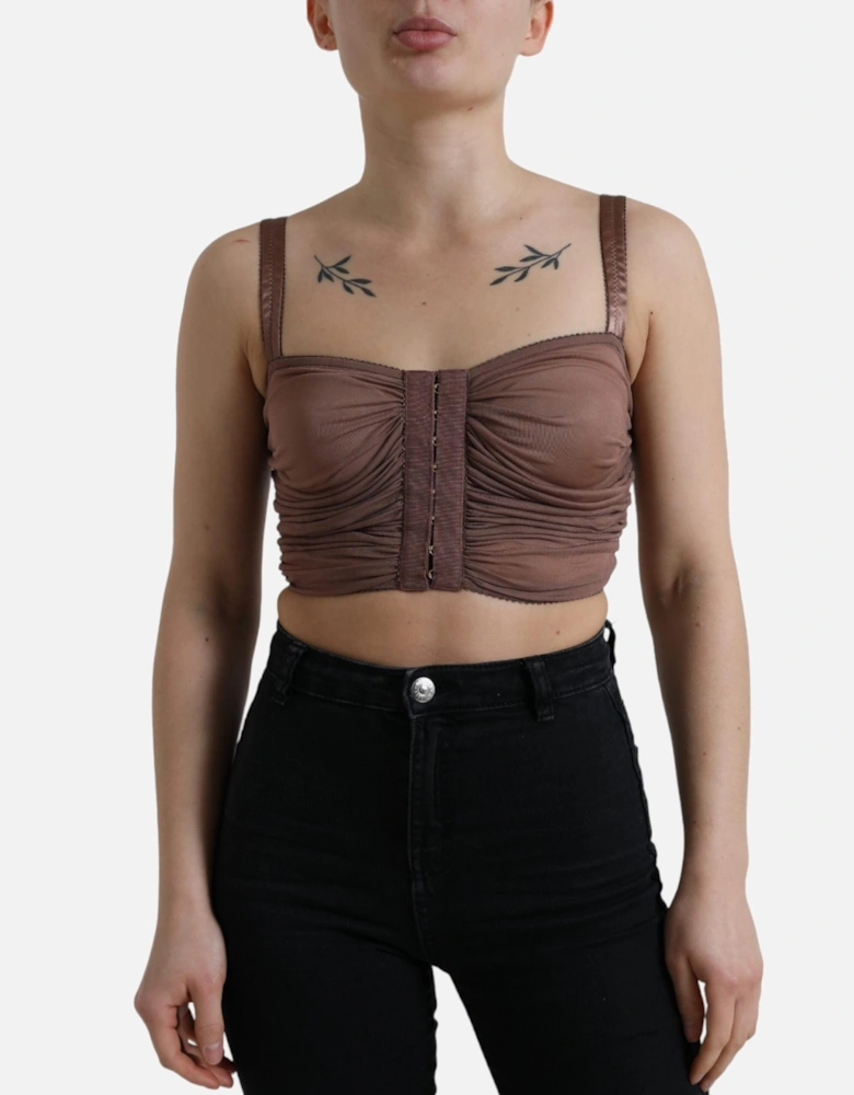 Dolce Gabbana Mesh Camisole Top Women - Brown T-Shirts