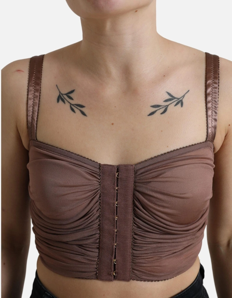 Dolce Gabbana Mesh Camisole Top Women - Brown T-Shirts