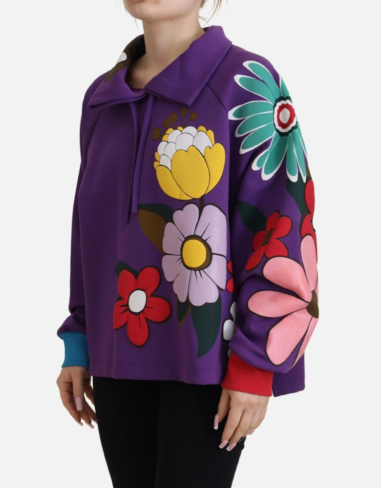 Floral Print Sweatshirt TSH83259 Women - Purple Sweaters