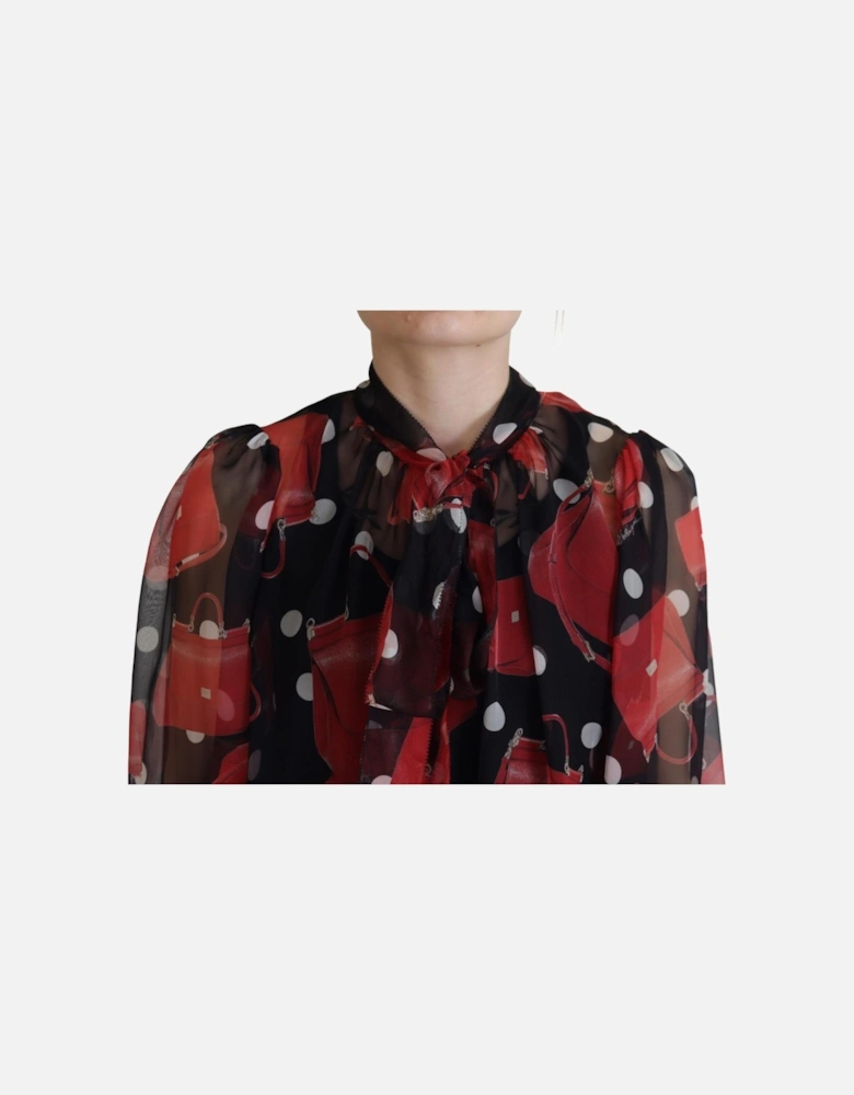 Sicily Bag Print Silk Blouse Women - Black T-Shirts