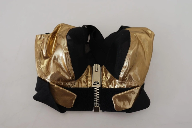 Metallic ZipFront Racerback Top Women - Gold Black T-Shirts