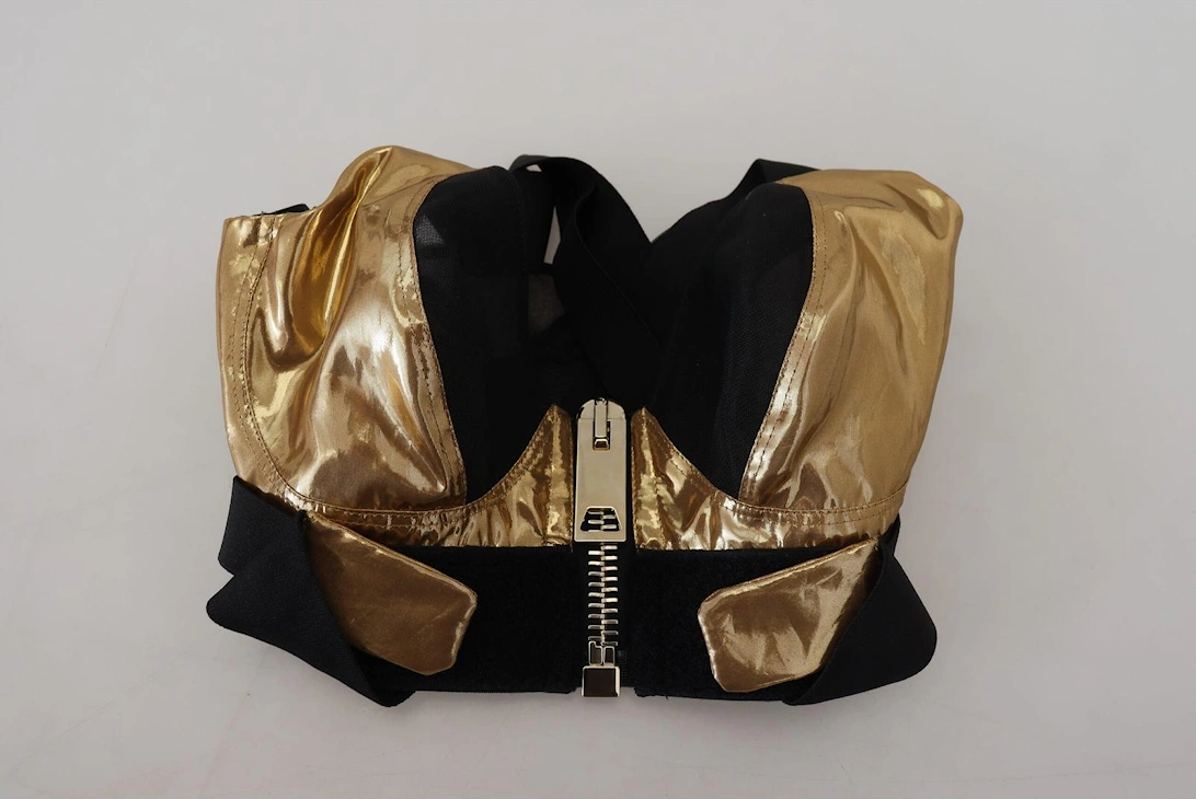 Metallic ZipFront Racerback Top Women - Gold Black T-Shirts