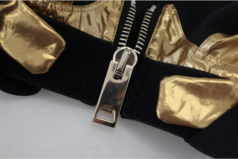 Metallic ZipFront Racerback Top Women - Gold Black T-Shirts